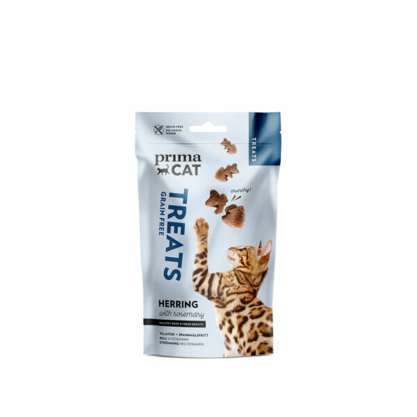Prima Cat Crunchy Grain Free Treats Ρέγγα & Δενδρολίβανο 40gr