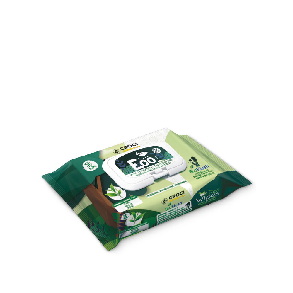 Croci Eco Pet Wipes Υγρά Μαντηλάκια με Πράσινο Τσάι και Χλωρεξιδίνη