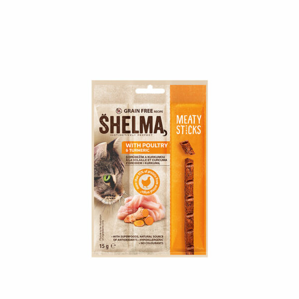 Shelma Meaty Sticks Grain Free με Κοτόπουλο & Κουρκουμά 15gr